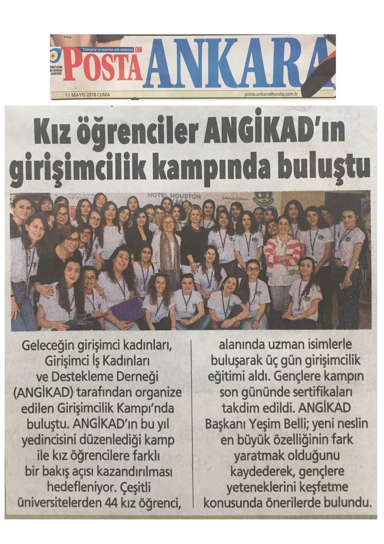 Posta Ankara - Kız Öğrenciler ANGİKAD'ın Girişimcilik Kampında Buluştu